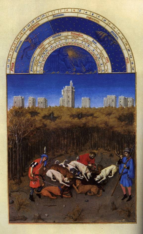 Très Riches Heures du Duc de Berry ~ December, vintage artwork by Limbourg brothers, A3 (16x12") Poster Print