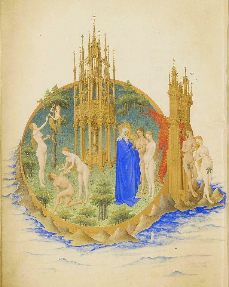 Très Riches Heures du Duc de Berry ~ Fall and Expulsion from Paradise, vintage artwork by Limbourg brothers, A3 (16x12") Poster Print