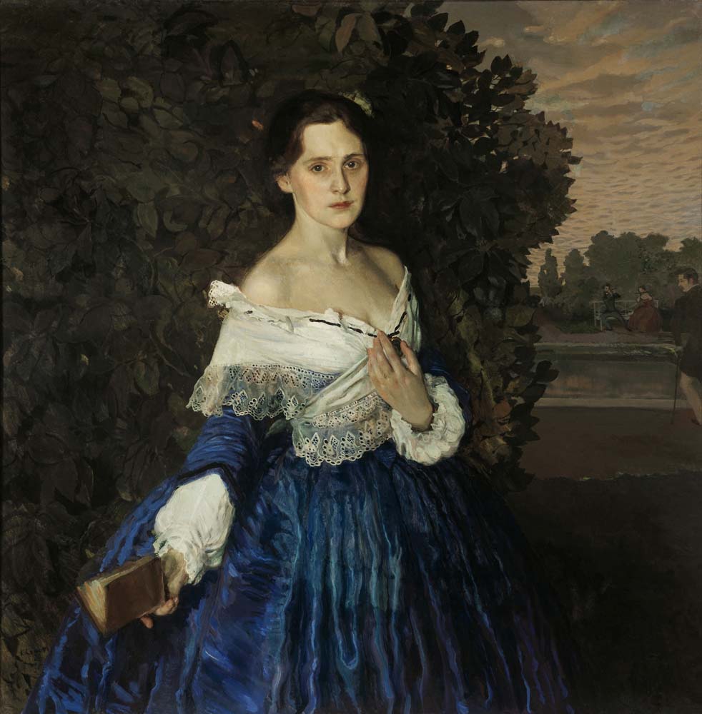 lady in blue portrait of ye m martynova by K. Somov, 12x8" (A4) Poster