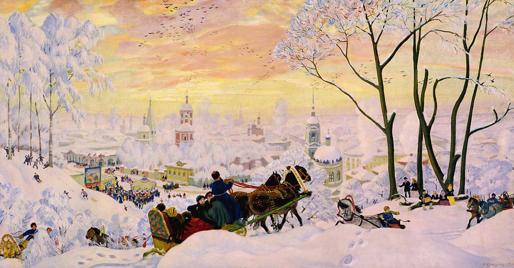 pancake week by Boris Kustodiyev, 1916, 12x8" (A4) Poster