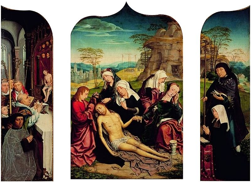 Triptych of the Lamentation of Christ, vintage artwork by Jean Bellegambe, A3 (16x12") Poster Print