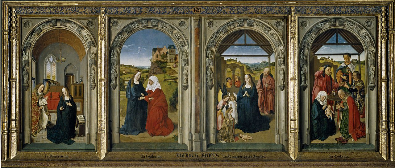 Triptych of the Life of the Virgin, vintage artwork by Dieric Bouts, A3 (16x12") Poster Print