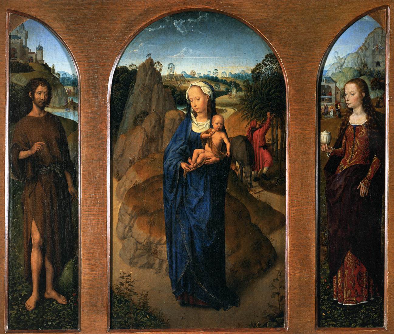 Triptych of the Rest on the Flight into Egypt, vintage artwork by Hans Memling, A3 (16x12") Poster Print