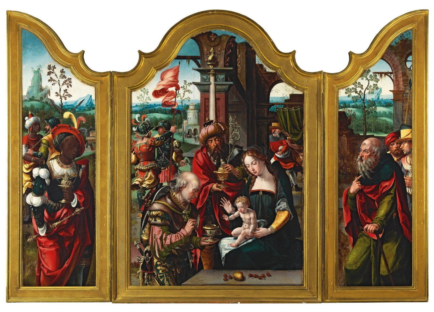 Triptych: The Adoration of the Magi, vintage artwork by Pieter Coecke van Aelst, A3 (16x12") Poster Print