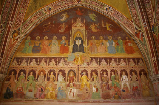 Triumph of Thomas Aquinas, vintage artwork by Andrea da Firenze, 12x8" (A4) Poster