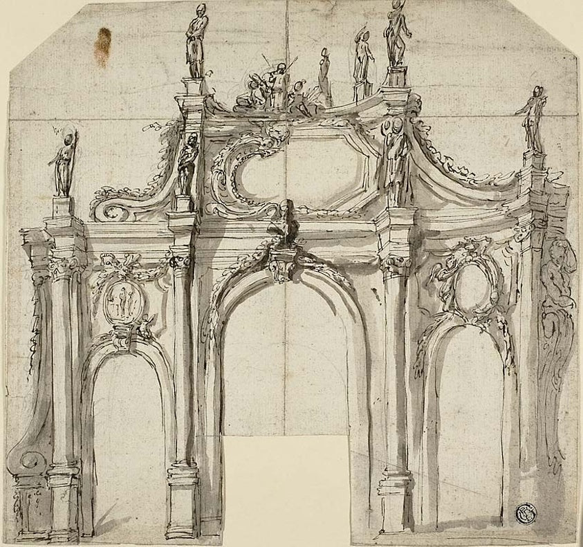 Triumphal Arch by Unknown Artist (Italian, 17th century), 23x16"( A2 size) Poster Print