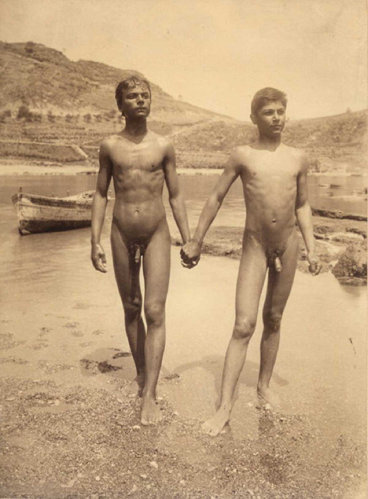 two males #36, historic photo by Wilhelm von Gloeden, 16x12"(A3) Poster