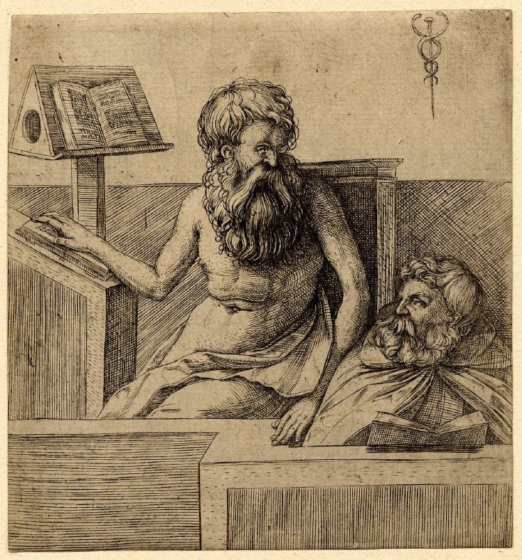 Two Philosophers, vintage artwork by Jacopo de' Barbari, A3 (16x12") Poster Print