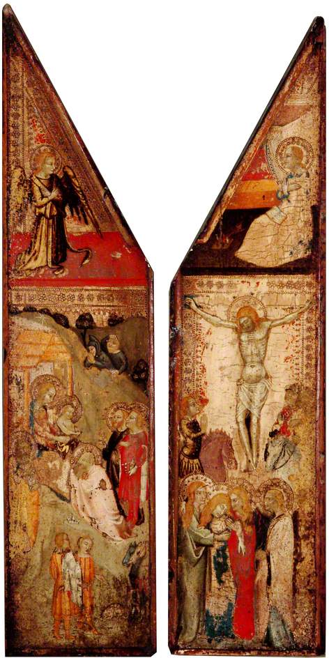 Two Wings of a Triptych, vintage artwork by Italian school 15th Century - Unknown, A3 (16x12") Poster Print