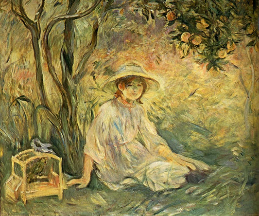 Under the Orange tree Huile Sur Toile by Berthe Morisot, 1889, vintage art, modern poster print