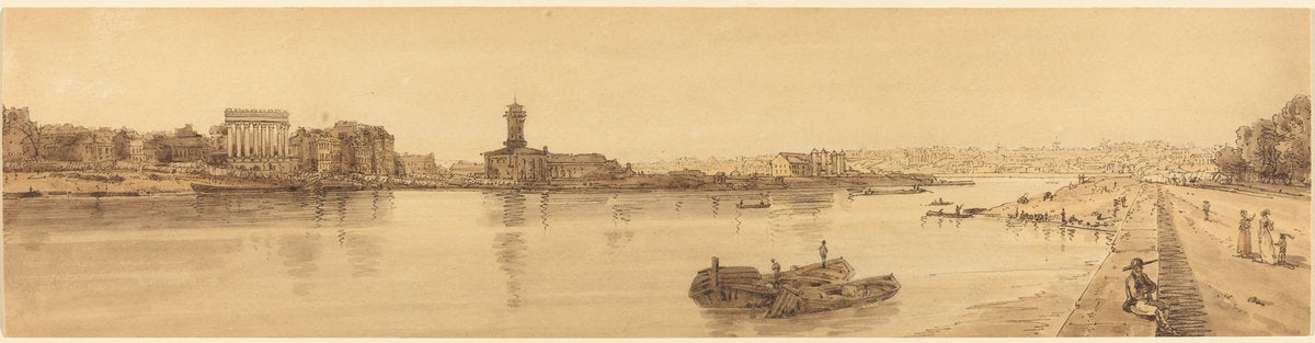 View of the Village of Chaillot from the Pont de la Concorde: pl.17 by Thomas Girtin (British, 1775 - 1802), 16X12"(A3)Poster Print