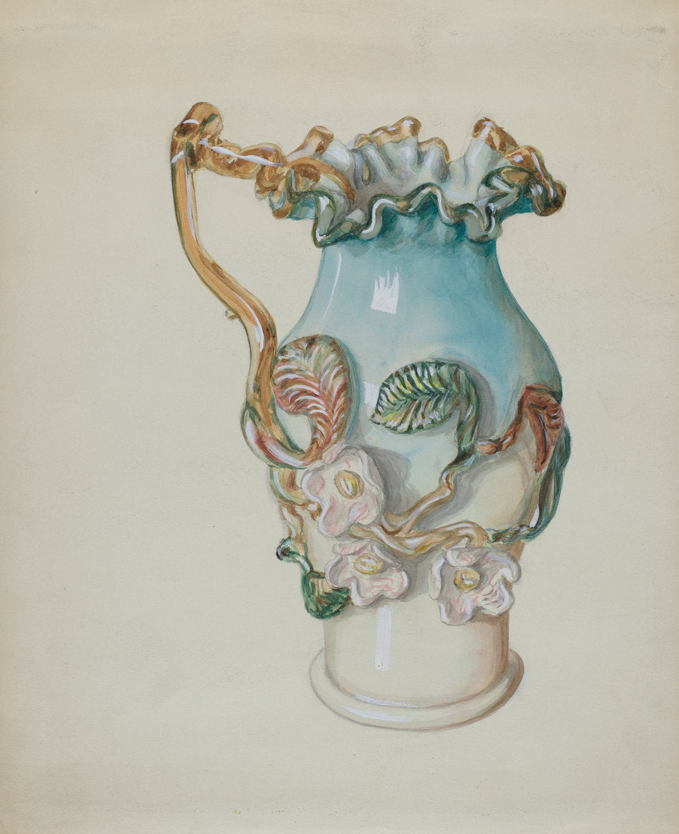Ornamental Blue Pitcher by Robert Stewart (American, active c. 1935), 16X12"(A3)Poster Print
