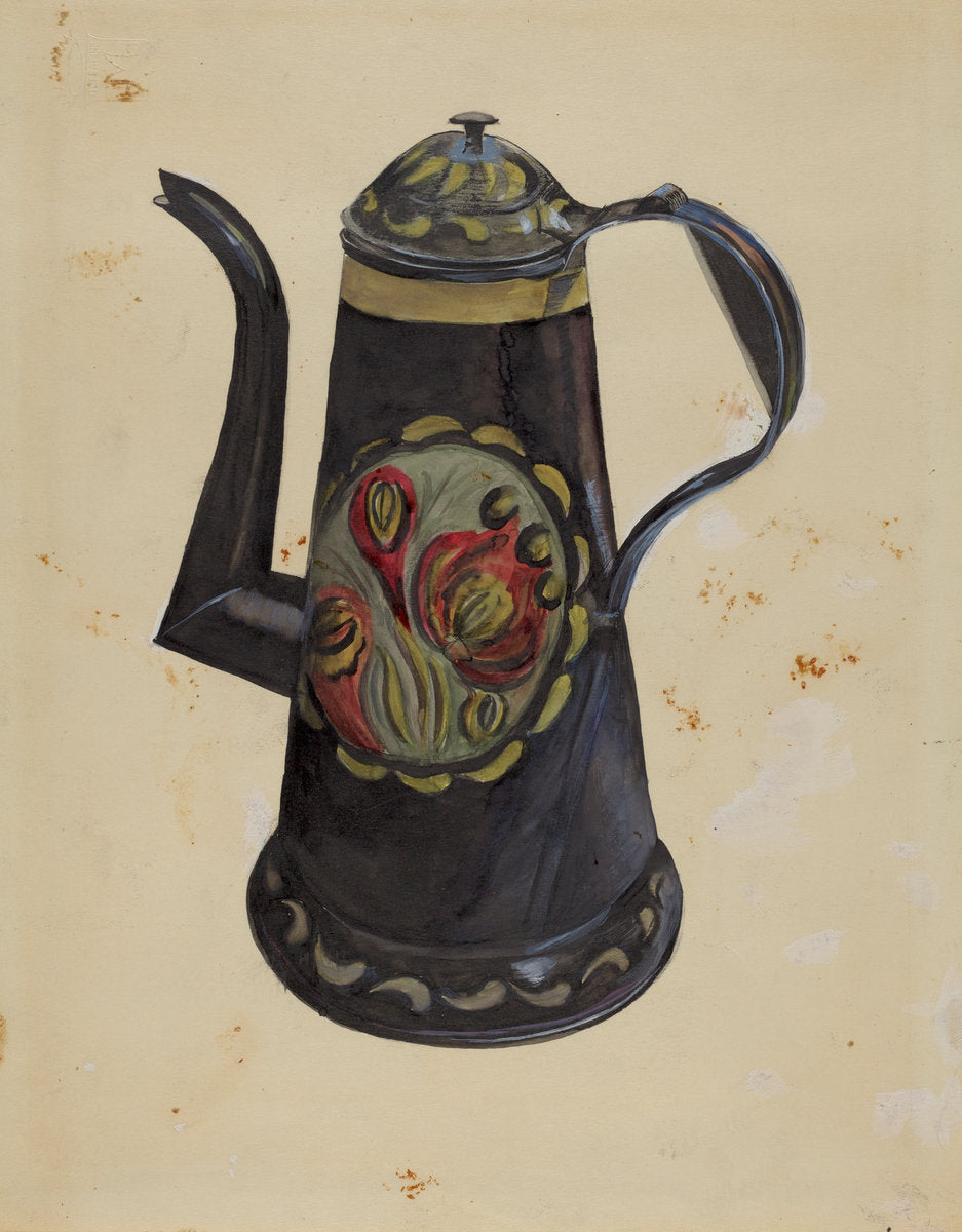 Toleware Coffee Pot by Mina Lowry (American, 1894 - 1942), 16X12"(A3)Poster Print