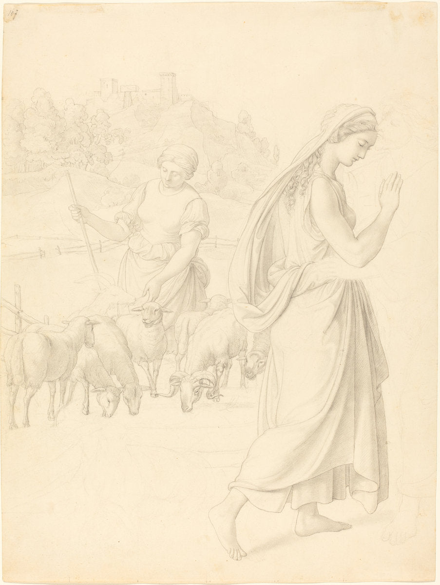 The Meeting of Jacob and Rachel by Josef von Führich (Austrian, 1800 - 1876), 16X12"(A3)Poster Print