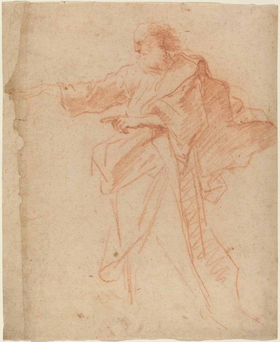 mid 17th century by Italian 17th Century (Standing Bearded Man Pointing Toward the Left), 16X12"(A3)Poster Print