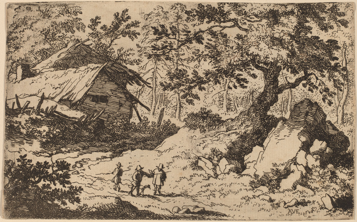Ruinous Cottage by Allart van Everdingen (Dutch, 1621 - 1675), 16X12"(A3)Poster Print