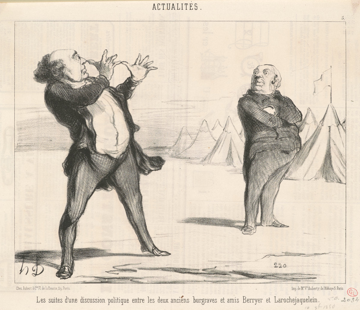 Les suites d'une discussion politique ... by Honoré Daumier (French, 1808 - 1879), 16X12"(A3)Poster Print