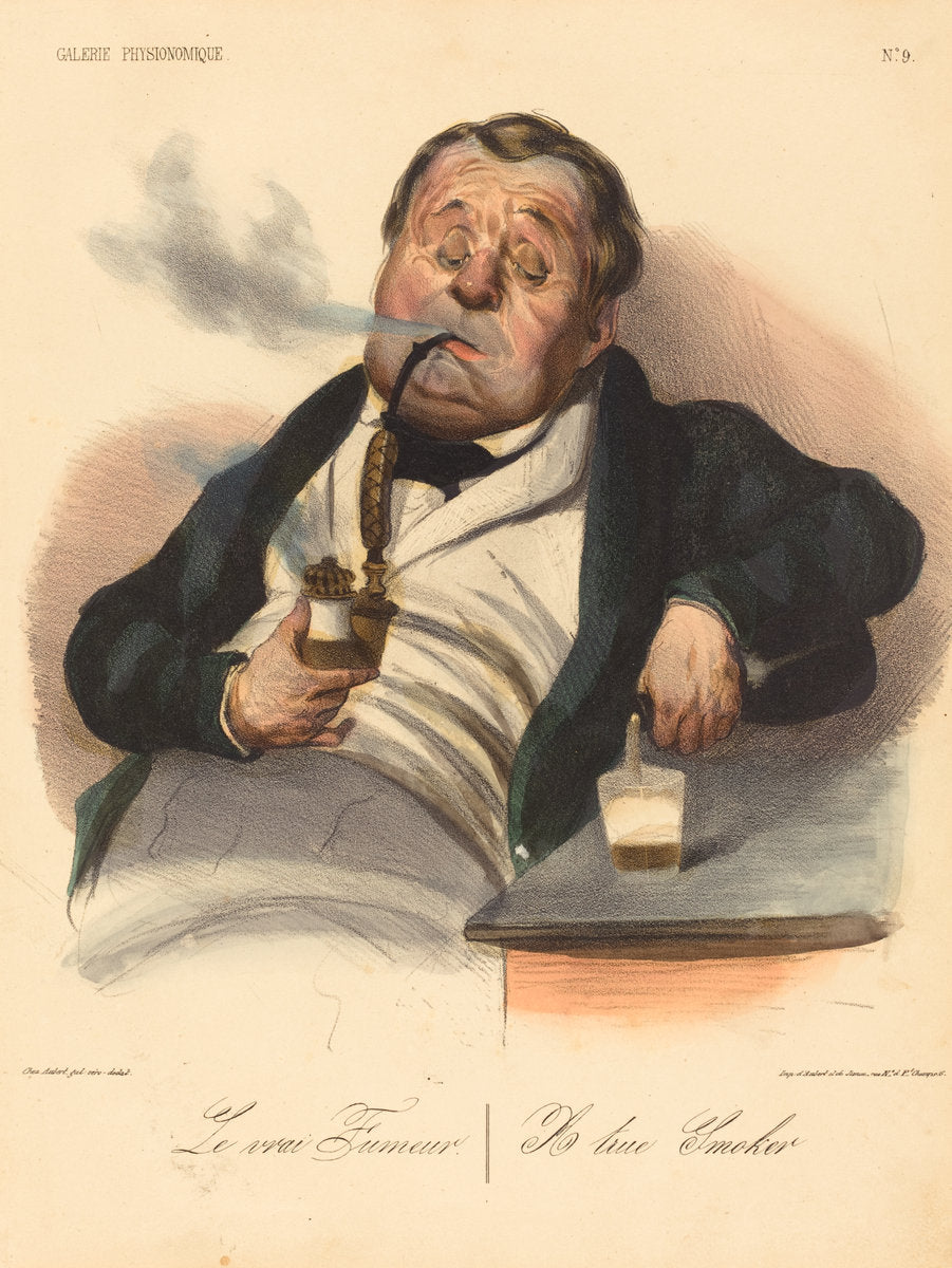 Le vrai Fumeur by Honoré Daumier (French, 1808 - 1879), 16X12"(A3)Poster Print