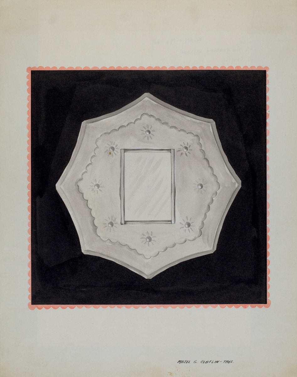 Small Tin Framed Mirror by Majel G. Claflin (American, active c. 1935), 16X12"(A3)Poster Print