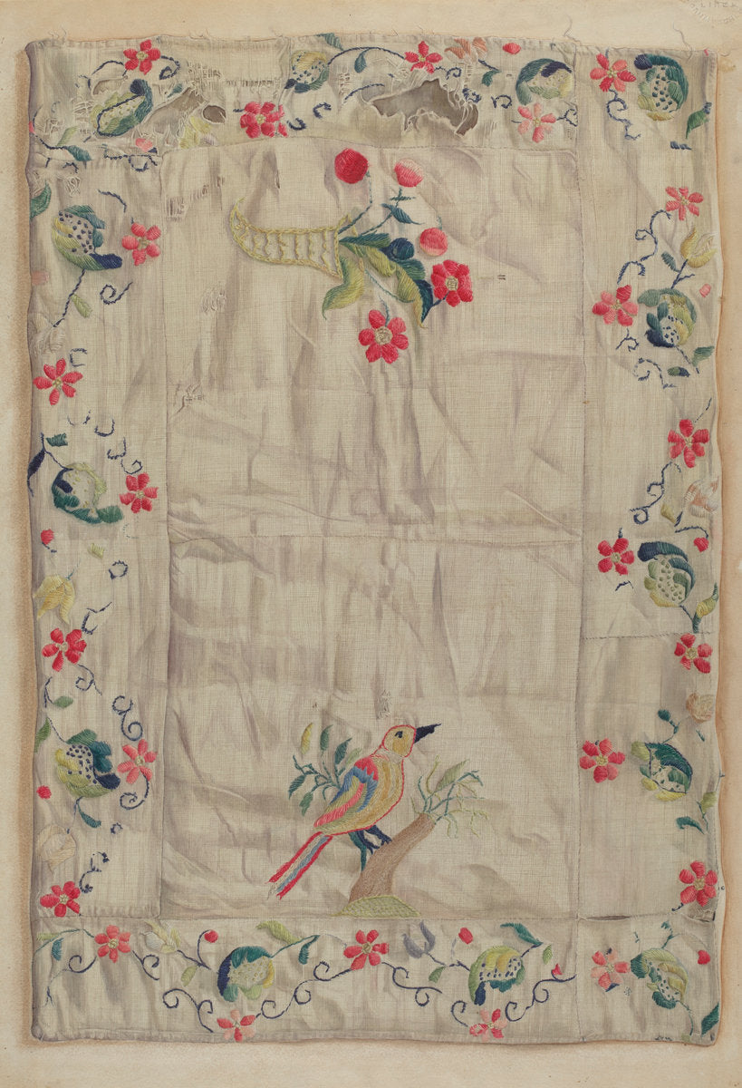 Crewel Embroidery by Helen E. Gilman (American, born 1913), 16X12"(A3)Poster Print