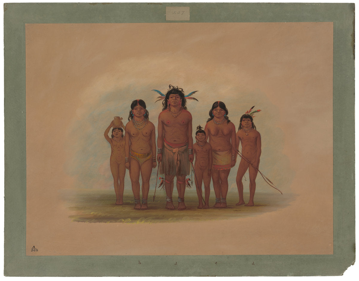 A Connibo Indian Family by George Catlin (American, 1796 - 1872), 16X12"(A3)Poster Print