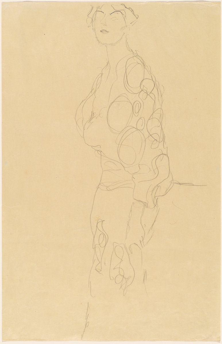 Standing Woman by Gustav Klimt (Austrian, 1862 - 1918), 16X12"(A3)Poster Print