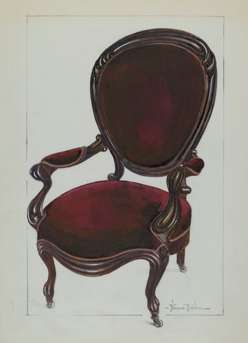 Queen Anne Chair by Florence Truelson (American, 1901 - 1959), 16X12"(A3)Poster Print