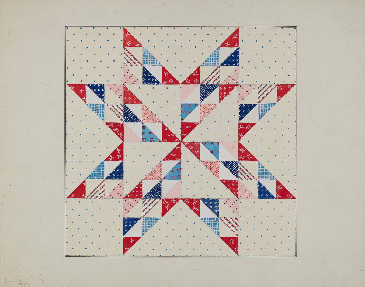 Quilt - "Eastern Star" by Margaret Linsley (American, active c. 1935), 16X12"(A3)Poster Print