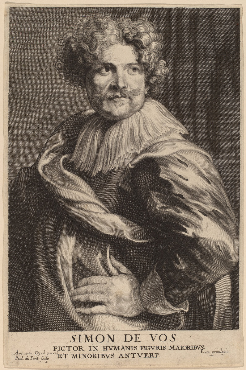 Simon de Vos by Paulus Pontius after Sir Anthony van Dyck (Flemish, 1603 - 1658), 16X12"(A3)Poster Print