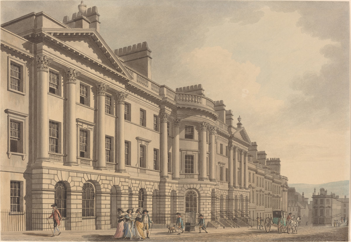 Milsom Street in Bath by Thomas Malton (British, 1748 - 1804), 16X12"(A3)Poster Print