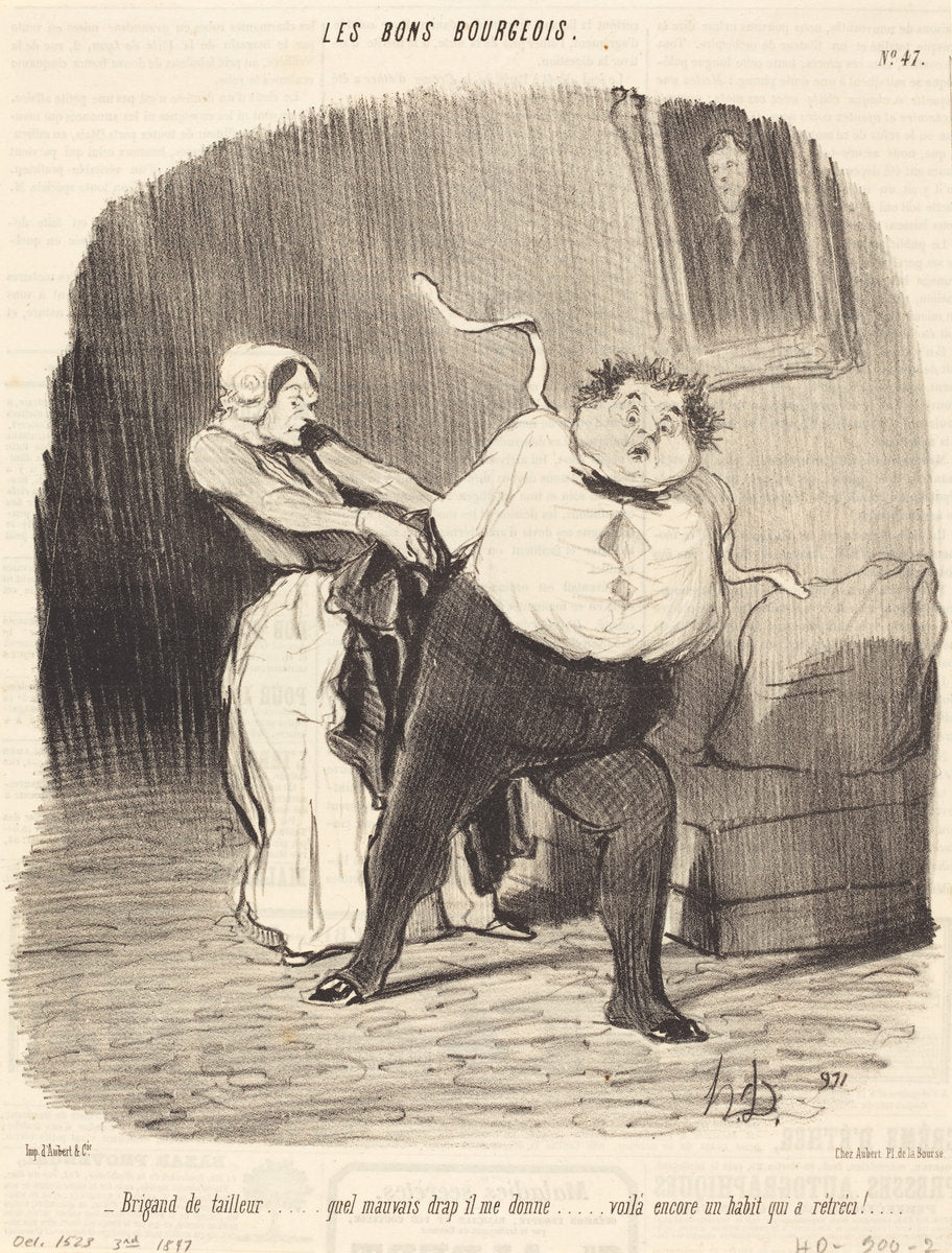 Brigand de tailleur... encore un habit... rétréci! by Honoré Daumier (French, 1808 - 1879), 16X12"(A3)Poster Print