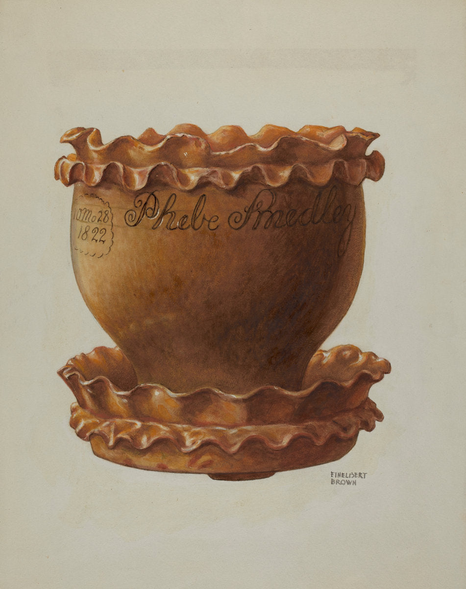 Pa. German Flower Pot and Saucer by Ethelbert Brown (American, active c. 1935), 16X12"(A3)Poster Print
