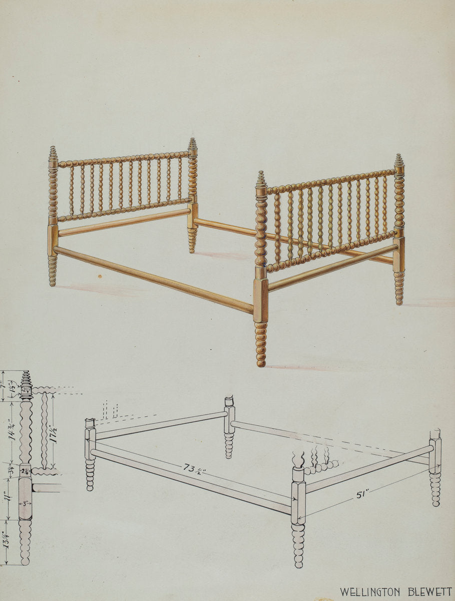 Bed by Wellington Blewett (American, active c. 1935), 16X12"(A3)Poster Print