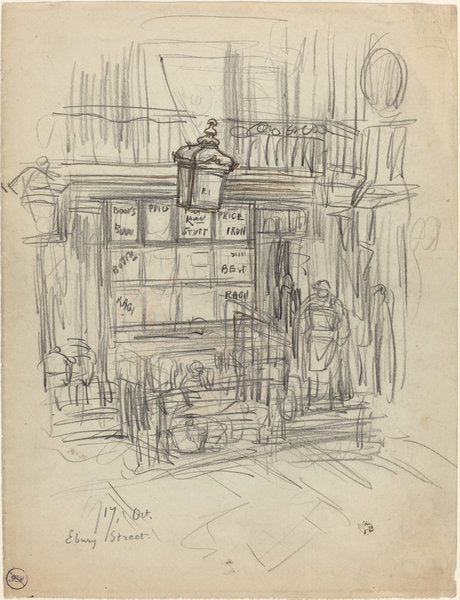 Ebury Street by Félix-Hilaire Buhot (French, 1847 - 1898), 16X12"(A3)Poster Print