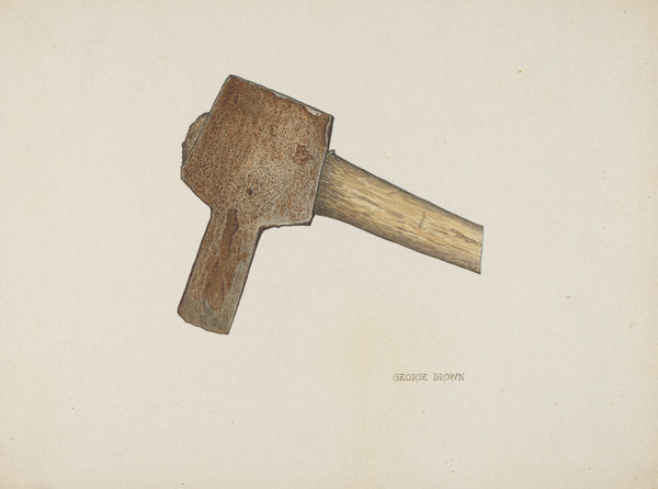 Post Hole Axe by George C. Brown (American, active c. 1935), 16X12"(A3)Poster Print