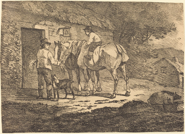 Horses at Cottage Door by Conrad Gessner (Swiss, 1764 - 1826), 16X12"(A3)Poster Print