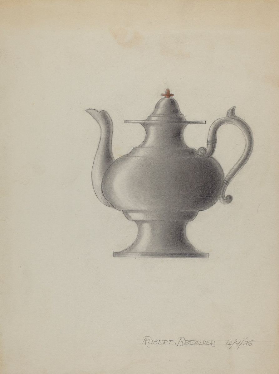 Pewter Teapot by Robert Brigadier (American, active c. 1935), 16X12"(A3)Poster Print