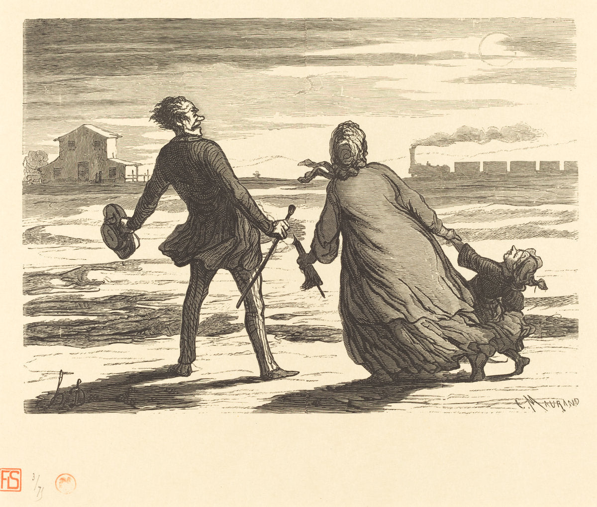 Trop tard! by Charles Maurand after Honoré Daumier (French, active 1863/1881), 16X12"(A3)Poster Print