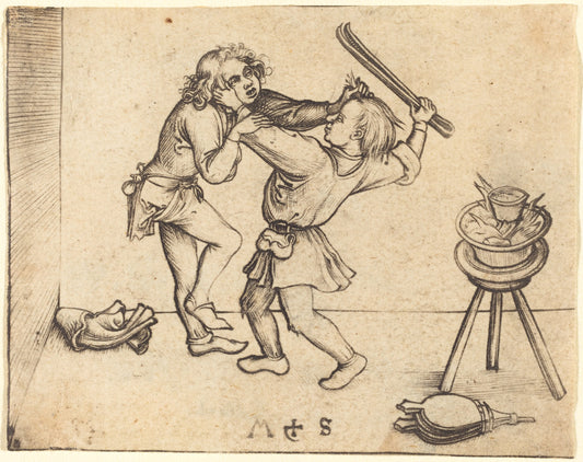 Apprentices Fighting by Martin Schongauer (German, c. 1450 - 1491), 16X12"(A3)Poster Print