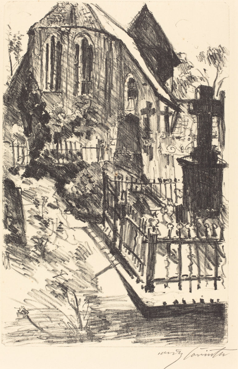 Cemetery (Kirchhof) by Lovis Corinth (German, 1858 - 1925), 16X12"(A3)Poster Print