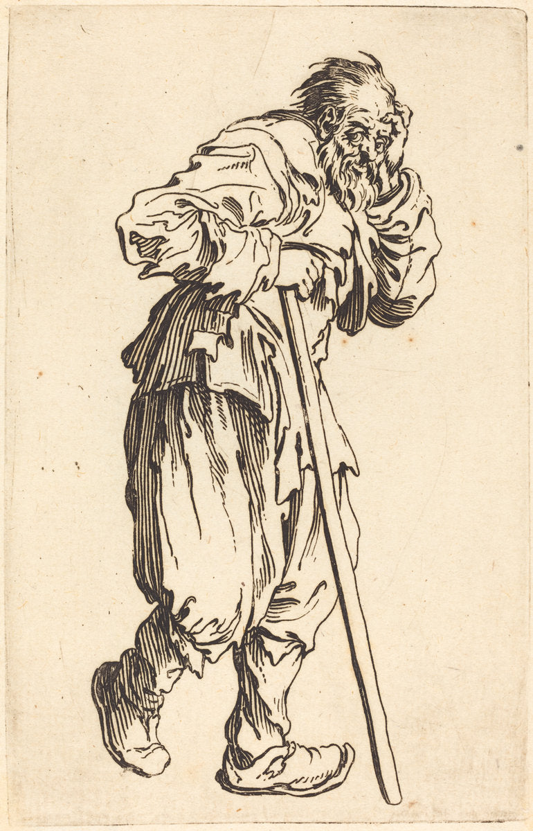 Beggar with a Stick by Jacques Callot (French, 1592 - 1635), 16X12"(A3)Poster Print