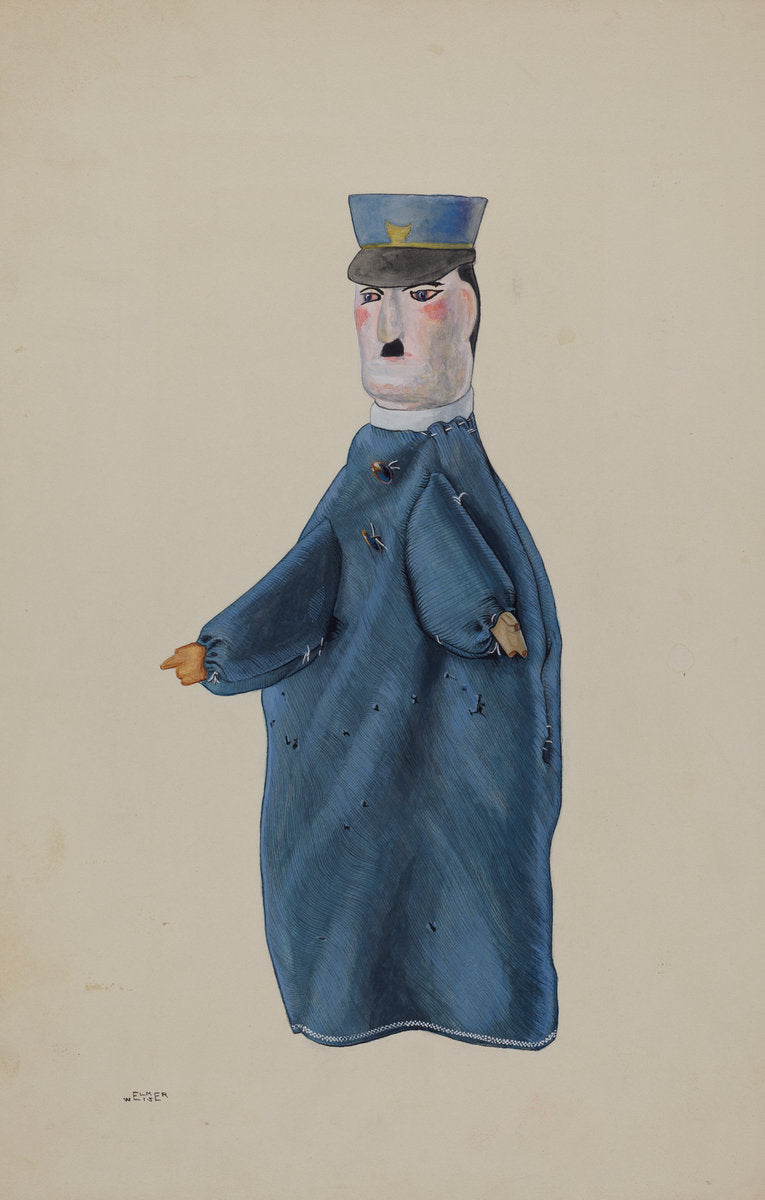 Hand Puppet - Policeman by Elmer Weise (American, active c. 1935), 16X12"(A3)Poster Print