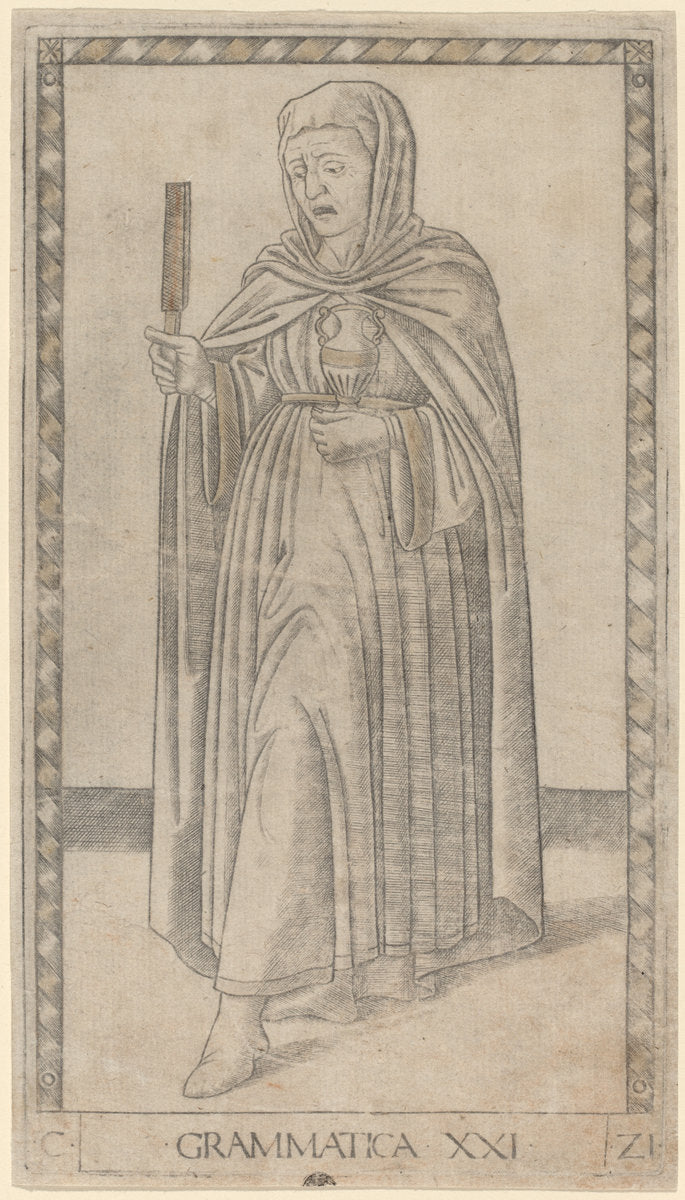 Grammatica (Grammar) by Master of the E-Series Tarocchi (Italian, active c. 1465), 16X12"(A3)Poster Print