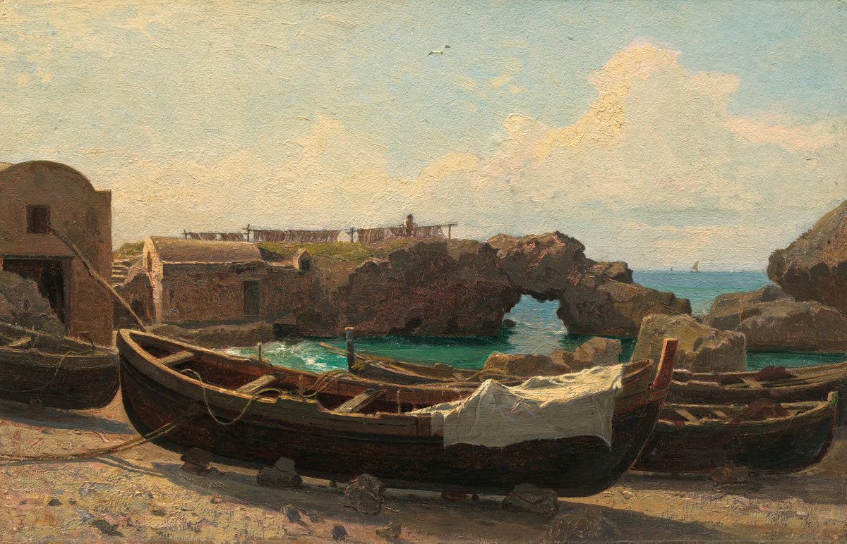 Marina Piccola, Capri by William Stanley Haseltine (American, 1835 - 1900), 16X12"(A3)Poster Print