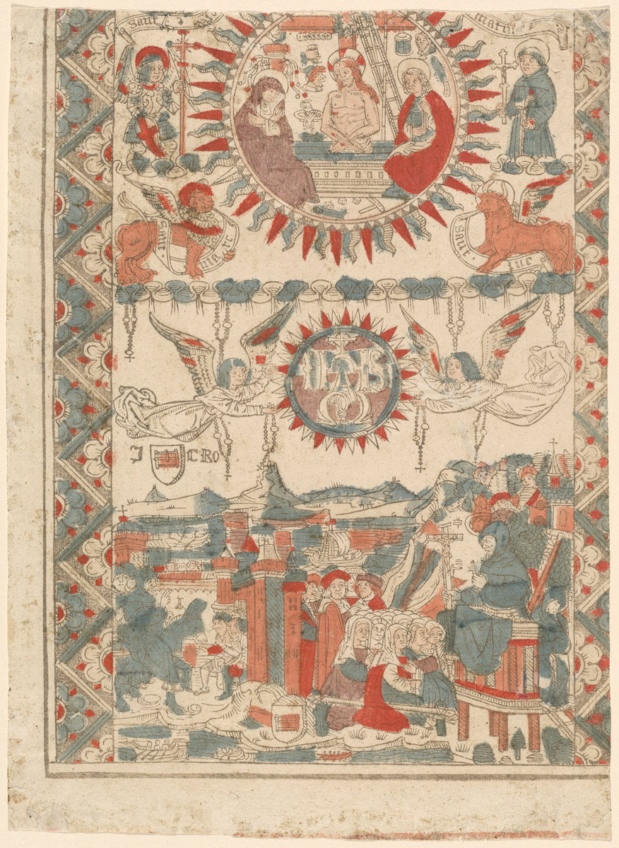 1480-1490 by French 15th Century (Saint Bonaventure Arriving and Preaching in Lyon), 16X12"(A3)Poster Print