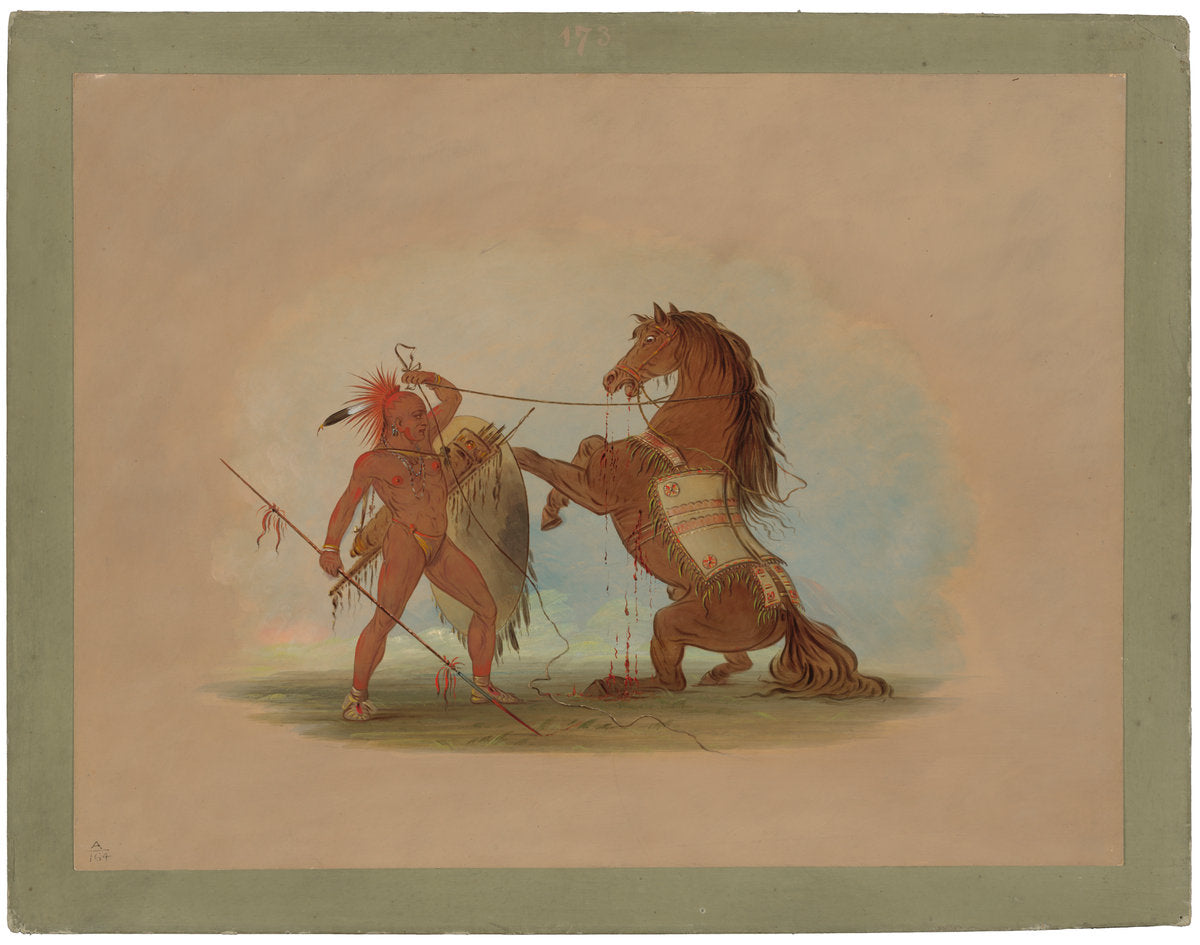 A Pawnee Warrior Sacrificing His Favorite Horse by George Catlin (American, 1796 - 1872), 16X12"(A3)Poster Print