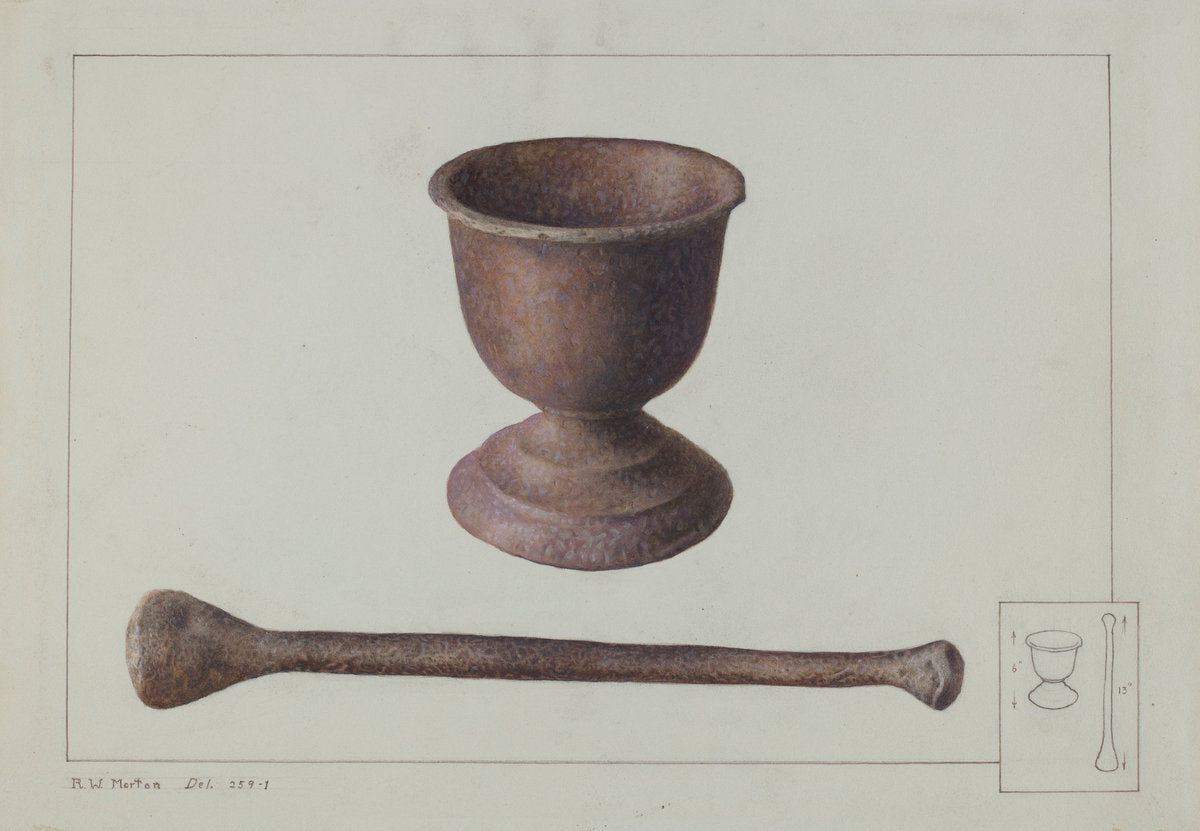 Mortar and Pestle by Ralph Morton (American, active c. 1935), 16X12"(A3)Poster Print