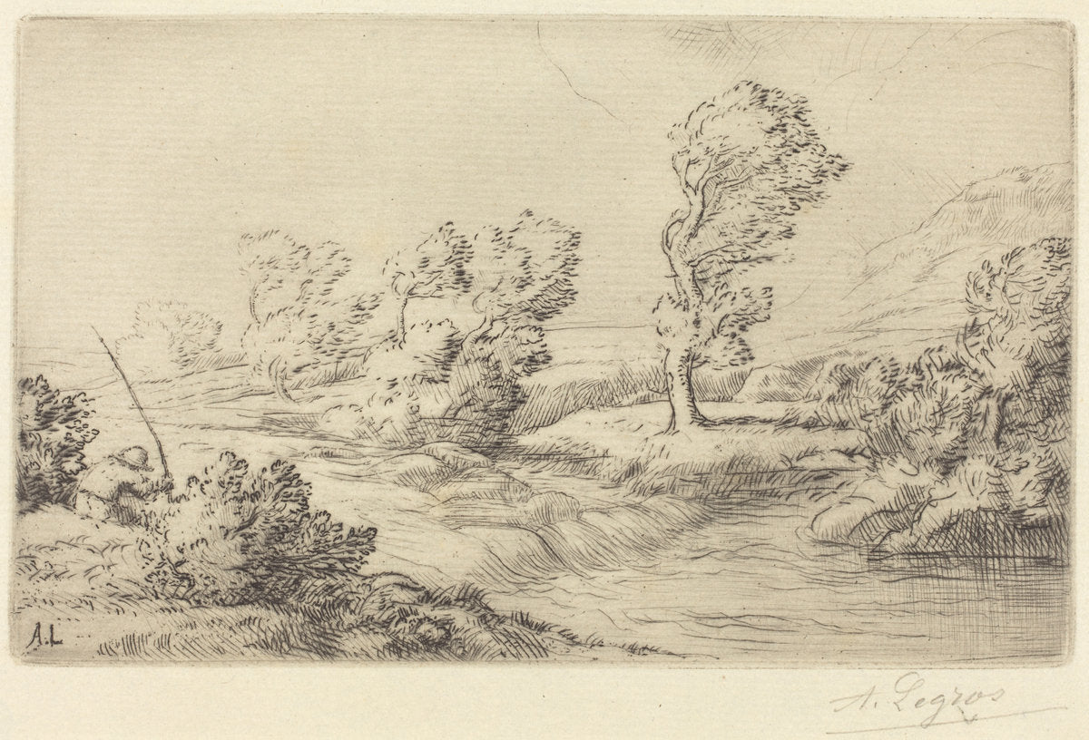 Banks of the Marne (Bord de la Marne) by Alphonse Legros (French, 1837 - 1911), 16X12"(A3)Poster Print