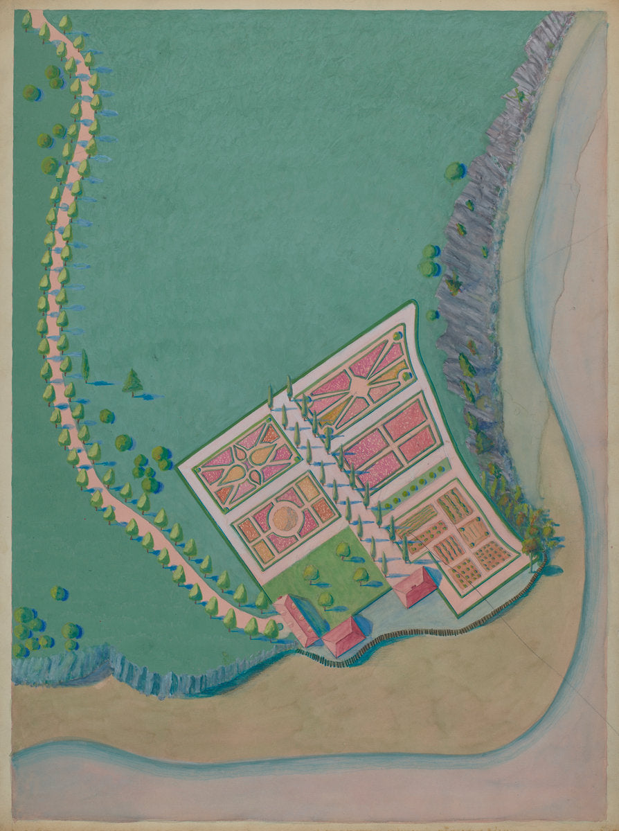 Corlaer Estate and Garden by Meyer Goldbaum (American, active c. 1935), 16X12"(A3)Poster Print