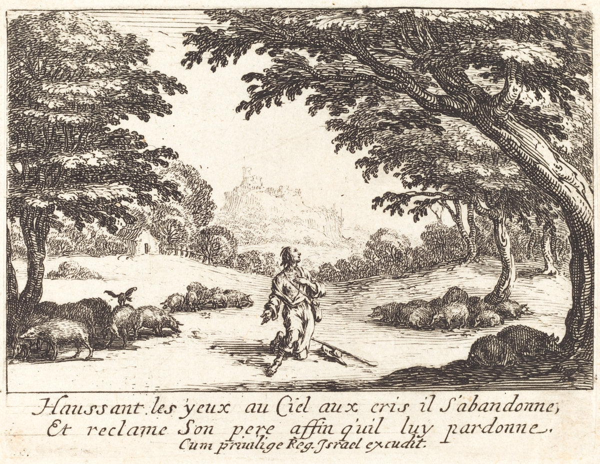 Praying for Divine Help by Jacques Callot (French, 1592 - 1635), 16X12"(A3)Poster Print